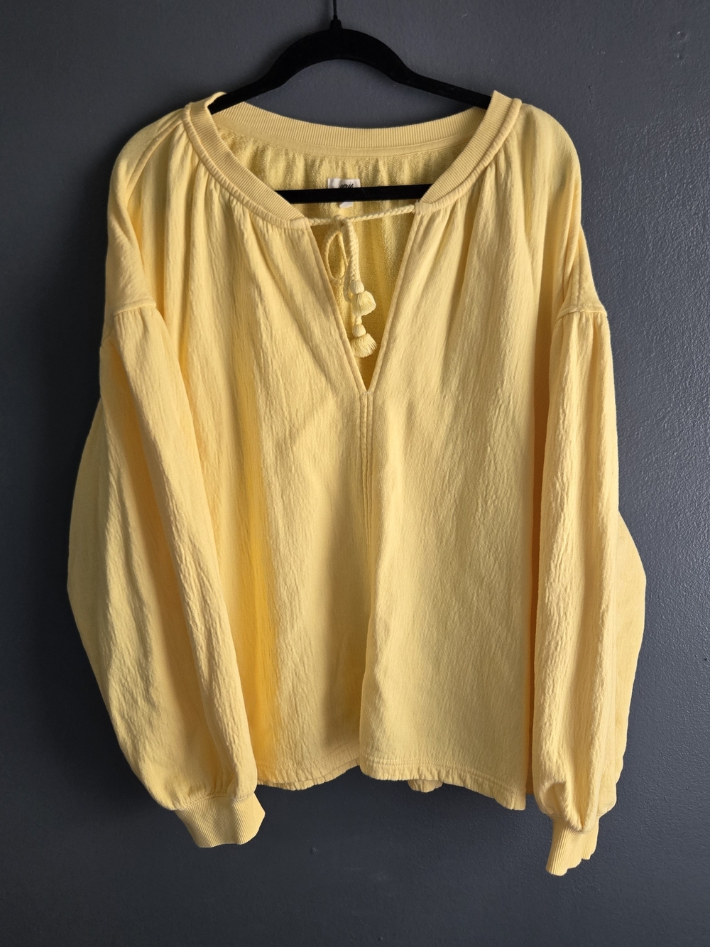 Aerie Easy Street Gauzy Cotton Oversized Sweatshirt Yellow Medium - Picture 6 of 6